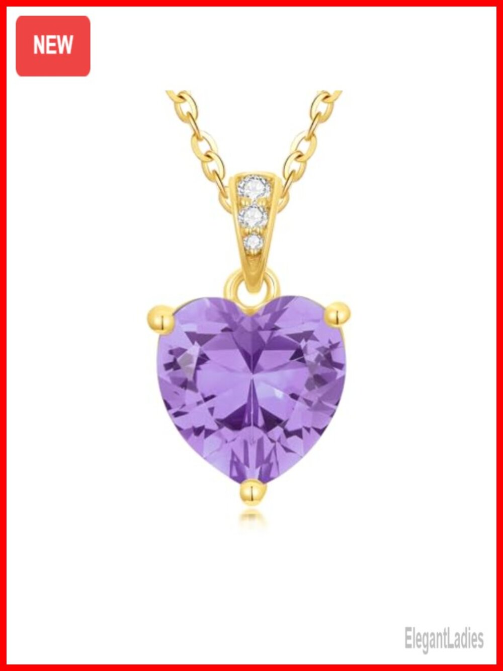 14K Solid Gold Birthstone Heart Necklace Dainty Gemstone Pendant